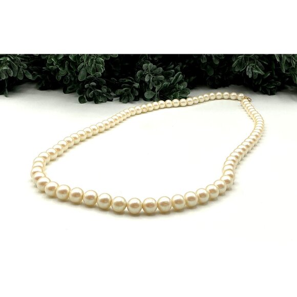 Classic Faux Pearl Necklace With Gold Clasp - Picture 1 of 6